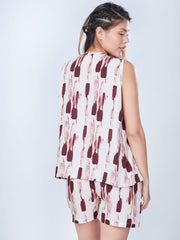 Plum Strokes Sleeveless Shorts Set - Soul Dream Luxe ease