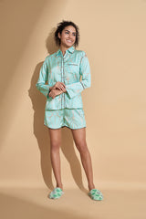 Aqua Geode Glimmer Shorts Suit