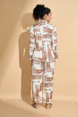 Shattered Satin Terracotta Night Suit