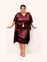 Wine Satin Kaftan Nightgown