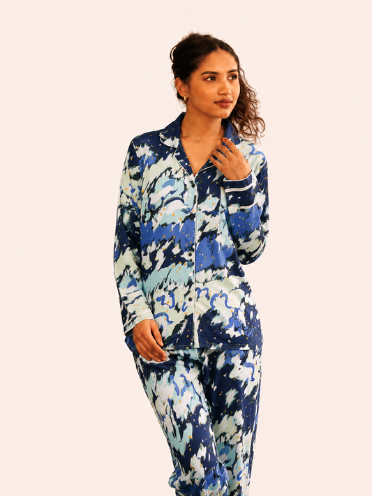 Abstract Blue Night Suit