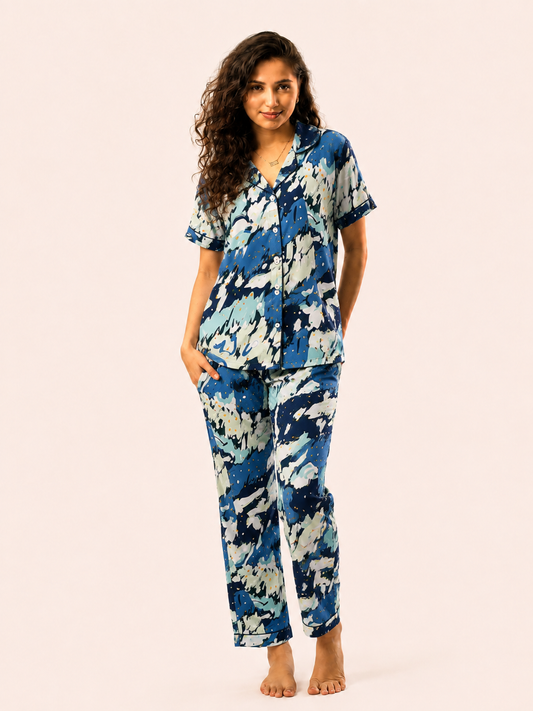 Abstract Blue Night Suit