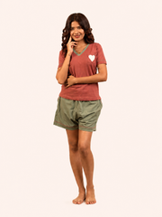 Anjeer Heart Short Night Suit