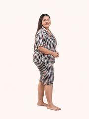 Black Check Capri Night Suit