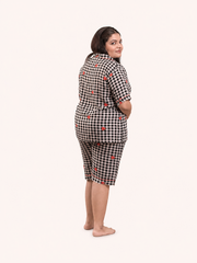 Black Check Capri Night Suit