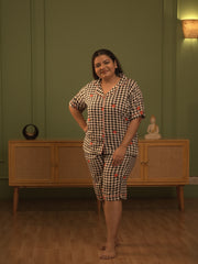 Black Check Capri Night Suit