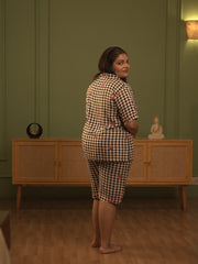 Black Check Capri Night Suit