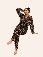 Black Heart Print Night Suit
