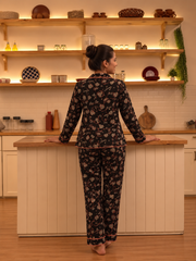 Black Heart Print Night Suit