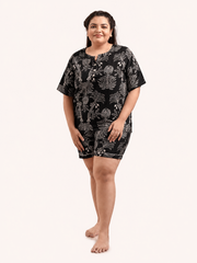 Black Coconut Linen Night Suit
