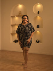 Black Coconut Linen Night Suit