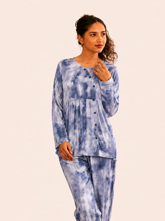 Blue Tie-Dye Lounge Set