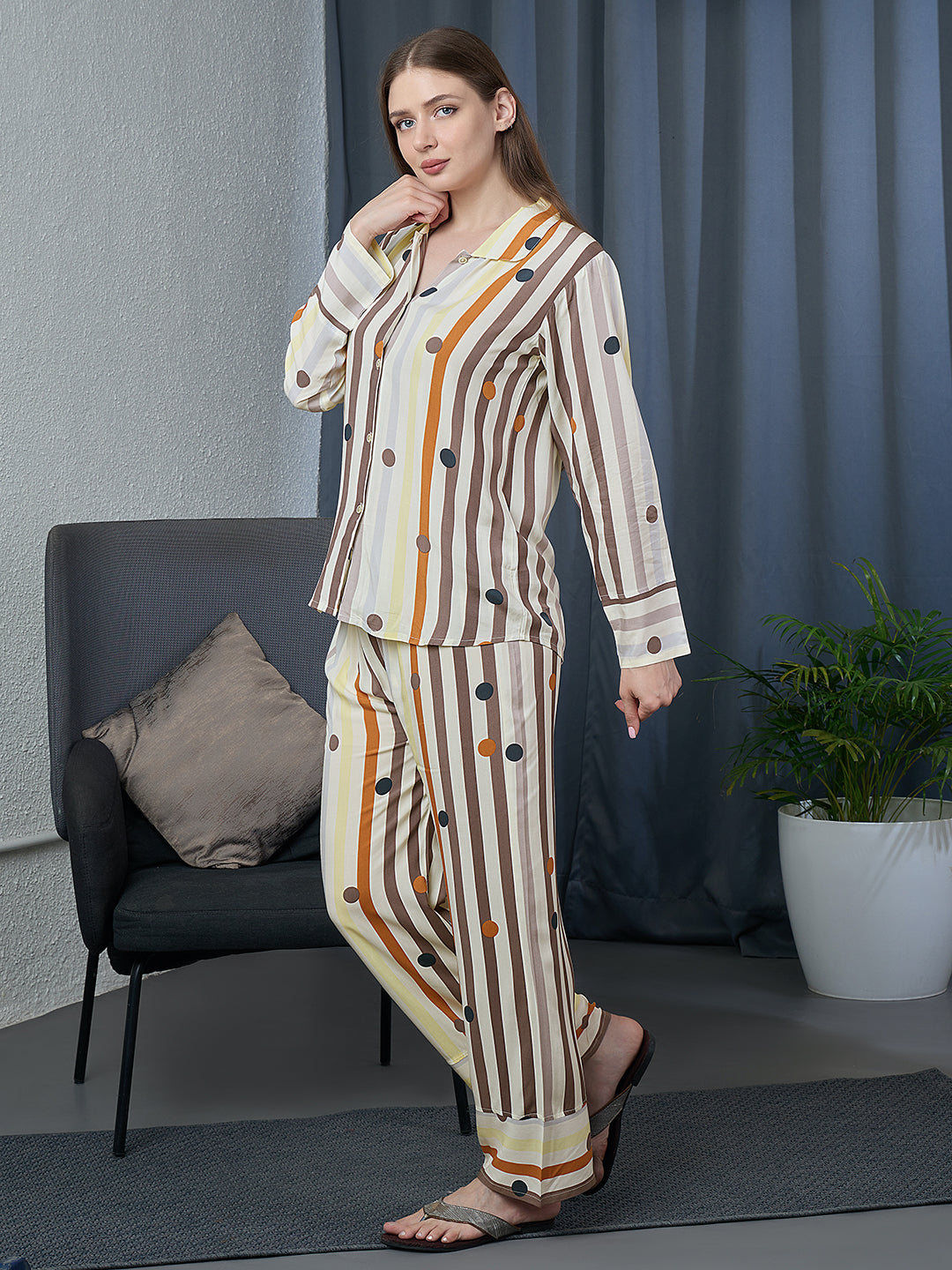Linear Luxe Polka Stripe Sleepwear Set
