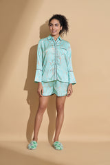 Aqua Geode Glimmer Shorts Suit