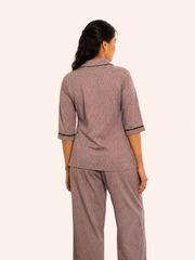 Lavender Letter Print Night Suit