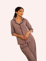 Lavender Letter Print Night Suit