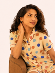 Mustard Polka Dot Short Night Suit