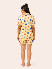 Mustard Polka Dot Short Night Suit