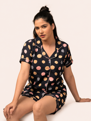 Navy Polka Dot Short Night Suit