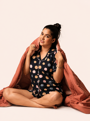 Navy Polka Dot Short Night Suit