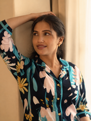 Navy Blue Floral Co-ord Set