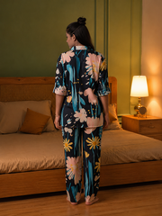 Navy Blue Floral Co-ord Set
