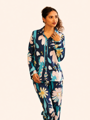 Navy Blue Floral Co-ord Set
