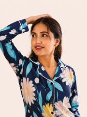 Navy Blue Floral Co-ord Set