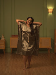 Olive Green Satin Kaftan Nightgown