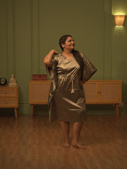 Olive Green Satin Kaftan Nightgown
