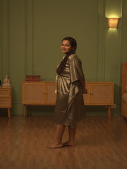 Olive Green Satin Kaftan Nightgown
