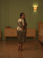 Olive Green Satin Kaftan Nightgown