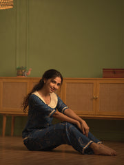 Royal Blue Bow Print Night Suit